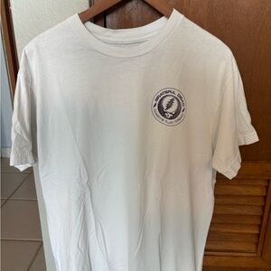 Grateful Dead White Short Sleeve Tee with Small Navy Chest Logo